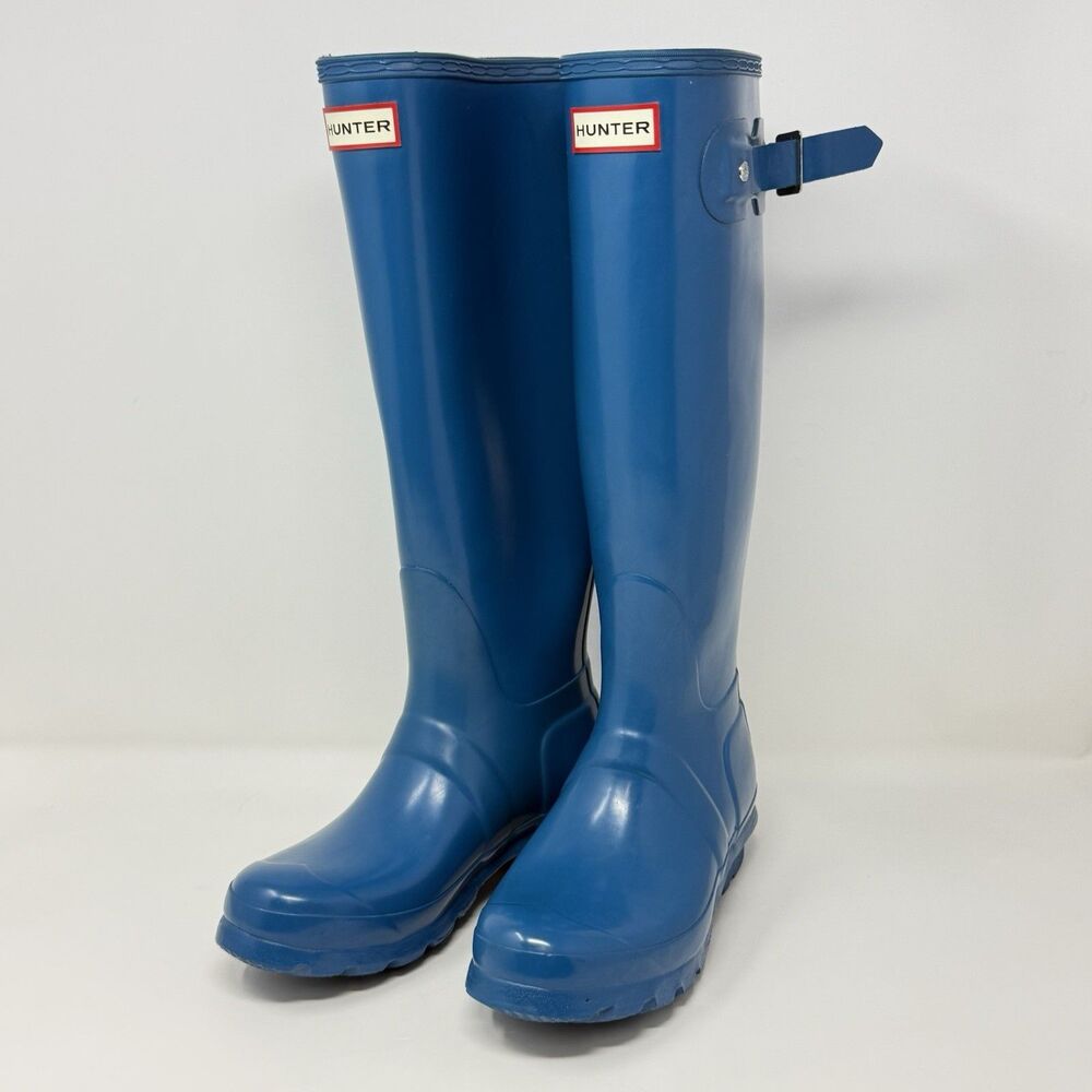 Hunter Original Tall Rain Boots Womens Size 5 Navy Blue Rubber